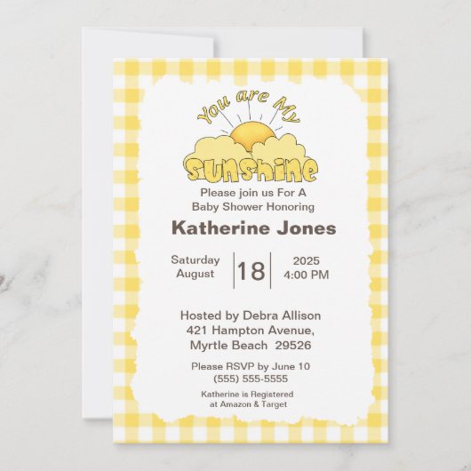 Geel U bent mijn Sunshine Baby shower Kaart (Voorkant)
