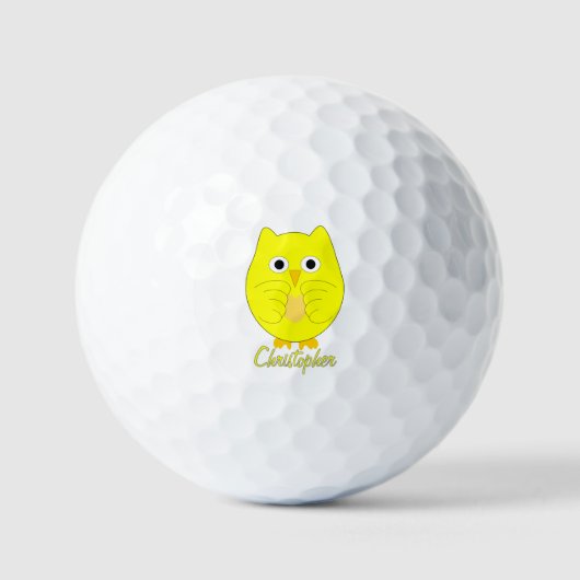 Geel Uil Ontwerp Golfballen (Voorkant)