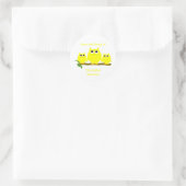 Geel Uilen Ontwerp Ex-Libris Ronde Sticker (Tas)