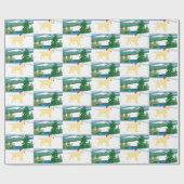 Geel Uitzicht van de Eerste Kerstwinter van de Lab Cadeaupapier (Vlak)