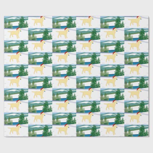 Geel Uitzicht van de Eerste Kerstwinter van de Lab Cadeaupapier (Vlak)