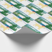 Geel Uitzicht van de Eerste Kerstwinter van de Lab Cadeaupapier (Hoek)