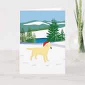 Geel Uitzicht van de Eerste Kerstwinter van de Lab Feestdagen Kaart (Voorkant)