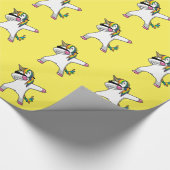 Geel Unicorn Dab-omslagpapier Cadeaupapier (Hoek)