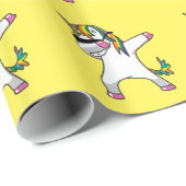 Geel Unicorn Dab-omslagpapier Cadeaupapier (Rol Hoek)