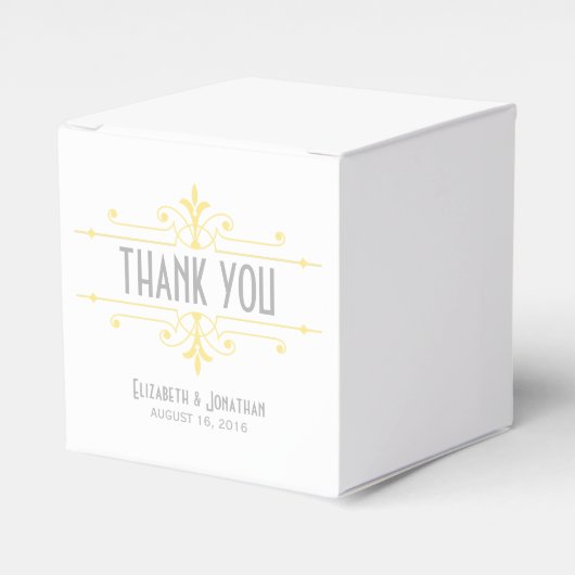 Geel v2 Fancy ornamental Favor Boxes Bedankdoosjes (Voorkant Zijde)