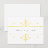 Geel v2 Fancy ornamental Table Number Briefkaart (Voorkant / Achterkant)
