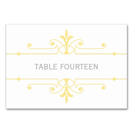 Geel v2 Fancy ornamental Wedding Table Kaart (Voorkant)