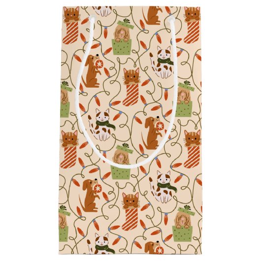 Geel Vakantie Huisdieren Patroon Klein Cadeauzakje (Voorkant)