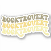 Geel veelkleurig retro booktrovert vinyl sticker (Voorkant)