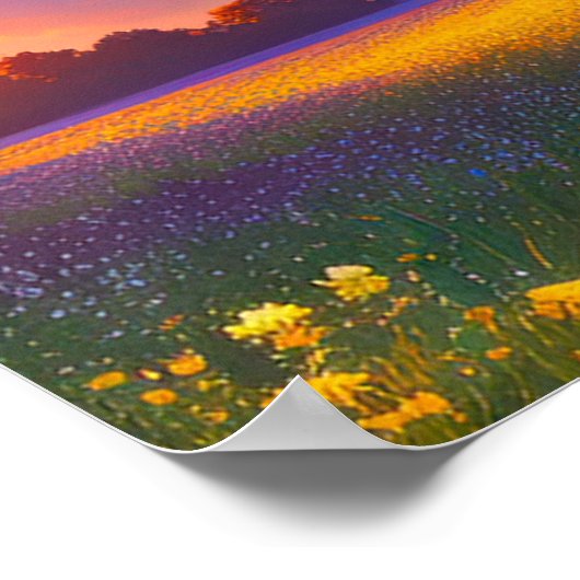 Geel veld en gouden horizon poster (Hoek)