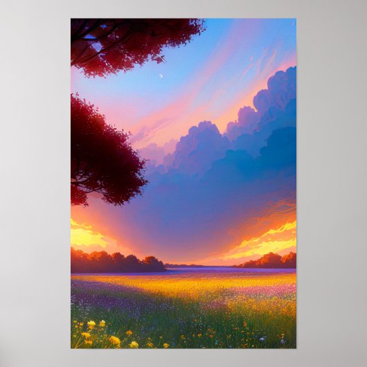 Geel veld en gouden horizon poster (Voorkant)