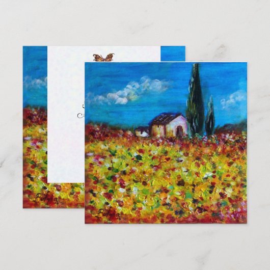 GEEL VELD , rood groen paars wit Kaart (Voorkant / Achterkant)