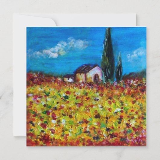 GEEL VELD , rood groen paars wit Kaart (Voorkant)