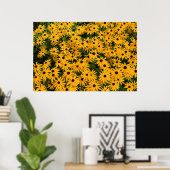 Geel veld van Daisies Poster (Thuiskantoor)