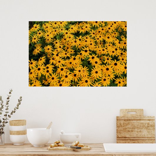 Geel veld van Daisies Poster (Keuken)