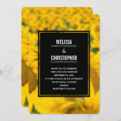 Geel veld van het zonnebloemen bruiloft kaart (Voorkant / Achterkant)