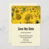 Geel veld van het zonnebloemen bruiloft save the date (Voorkant / Achterkant)