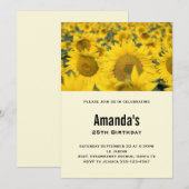 Geel veld van zonbloemen, geboortedag kaart (Voorkant / Achterkant)