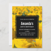 Geel veld van zonbloemen, geboortedag kaart (Voorkant)