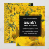 Geel veld van zonbloemen, geboortedag kaart (Voorkant / Achterkant)