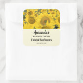 Geel veld van zonnebloemen Fotokaars Vierkante Sticker (Tas)