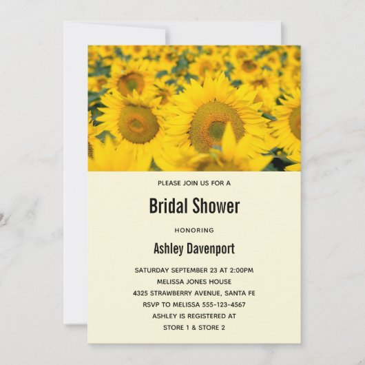 Geel veld van zonnebloemen kaart (Voorkant)