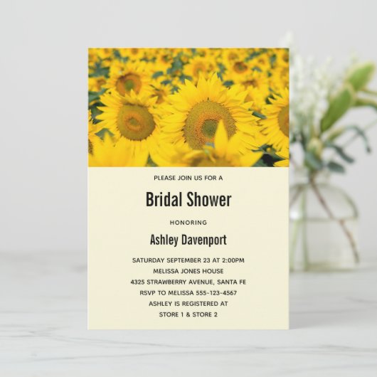 Geel veld van zonnebloemen kaart (Staand voorkant)