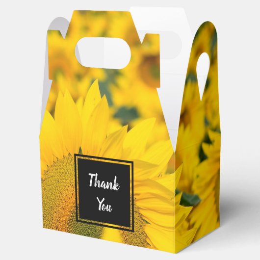 Geel veld Zonnebloemen Foto Bedankdoosjes (Geopend)
