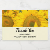 Geel veld Zonnebloemen Foto Dank u wel Sparkling Wijnetiket (Enkel label)