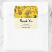 Geel veld Zonnebloemen Foto Dank u wel Vierkante Sticker (Tas)