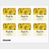 Geel veld Zonnebloemen Foto Dank u wel Vierkante Sticker (Vel)