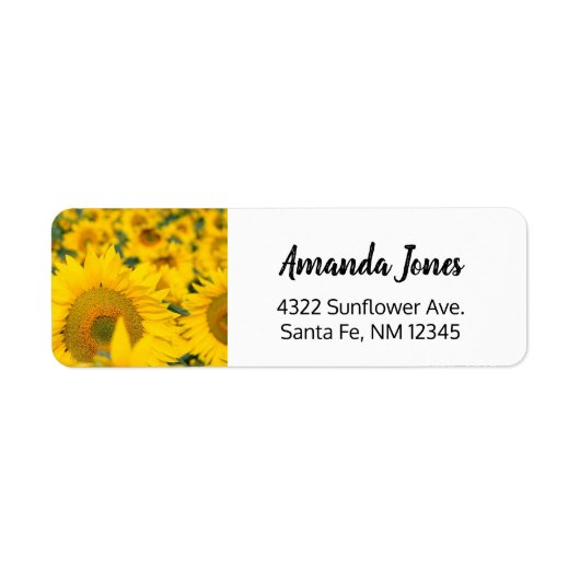 Geel veld Zonnebloemen Foto Etiket (Voorkant)