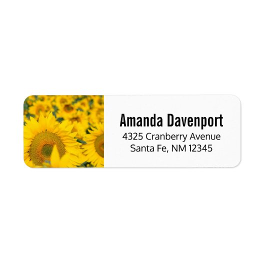 Geel veld Zonnebloemen Foto Etiket (Voorkant)