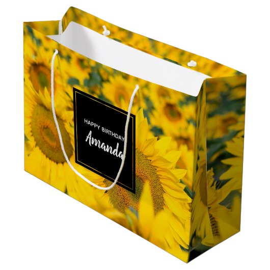 Geel veld Zonnebloemen Foto Groot Cadeauzakje (Voorkant Gekanteld)