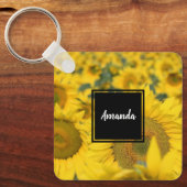 Geel veld Zonnebloemen Foto Sleutelhanger (Voorkant)