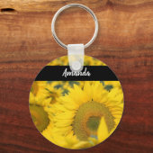 Geel veld Zonnebloemen Foto Sleutelhanger (Voorkant)
