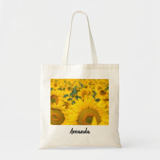 Geel veld Zonnebloemen Foto Tote Bag (Voorkant)