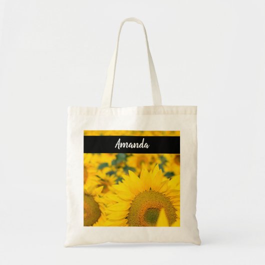 Geel veld Zonnebloemen Foto Tote Bag (Voorkant)