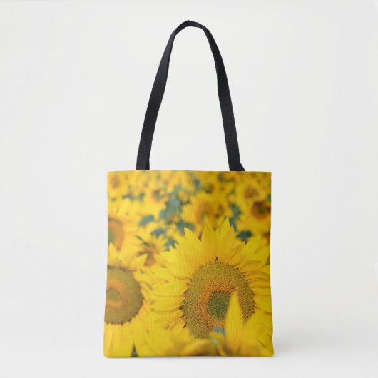 Geel veld Zonnebloemen Foto Tote Bag (Voorkant)