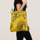 Geel veld Zonnebloemen Foto Tote Bag (Dichtbij)