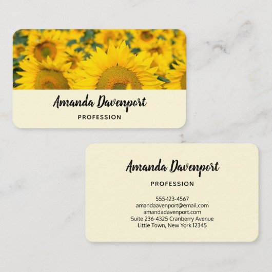 Geel veld Zonnebloemen Foto Visitekaartje (Voorkant / Achterkant)