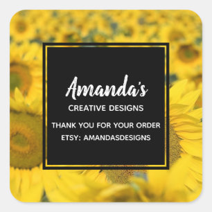 Geel veld zonnebloemen Fotografie Business Vierkante Sticker