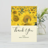 Geel veld Zonnebloemen Hartelijk dank Bedankkaart (Staand voorkant)