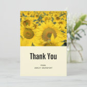 Geel veld Zonnebloemen Hartelijk dank Bedankkaart (Staand voorkant)