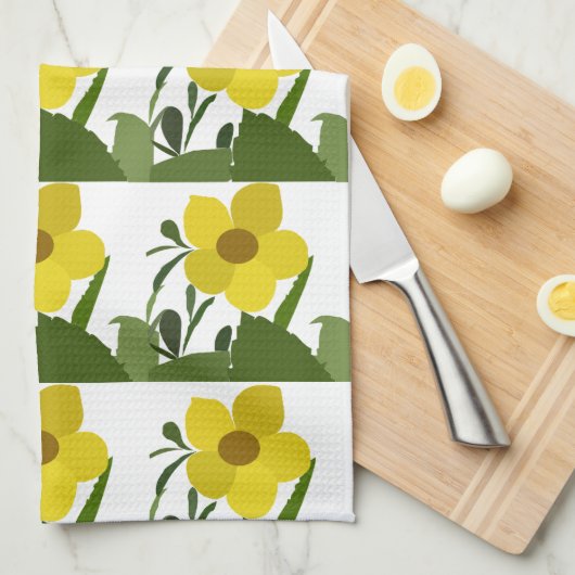 Geel ventilatorpatroon Natuur Theedoek (Quarter Fold)