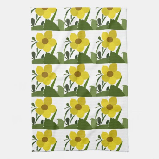 Geel ventilatorpatroon Natuur Theedoek (Verticaal)