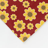 Geel ventilatorpatroon op rode achtergrond - Flora Fleece Deken (Hoek)