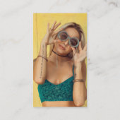 Geel Verbind met ons Social Media QR Code Foto Visitekaartje (Achterkant)