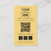 Geel Verbind met ons Social Media QR Code Foto Visitekaartje (Voorkant)